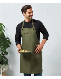 P-PR121-'Barley' Contrast Stitch Sustainable Bib Apron 2